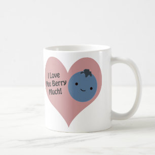 Caneca De Café Engraçado Eu Te Amo Muito Bonito Kawaii Blueberry