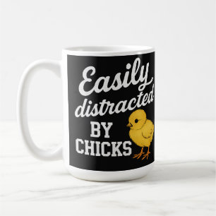 Caneca De Café Engraçado "Facilmente Distraído Por Frangas" Humor