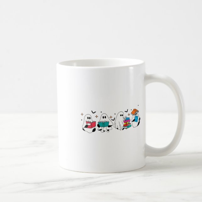 Caneca De Café Engraçado Fantasma Lendo Livros Professora Hallowe (Direita)