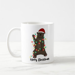 Caneca De Café Engraçado Feliz Urso de Natal