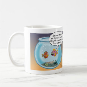 Caneca De Café Engraçado Fish Direciona desenhos sobre vida e mo