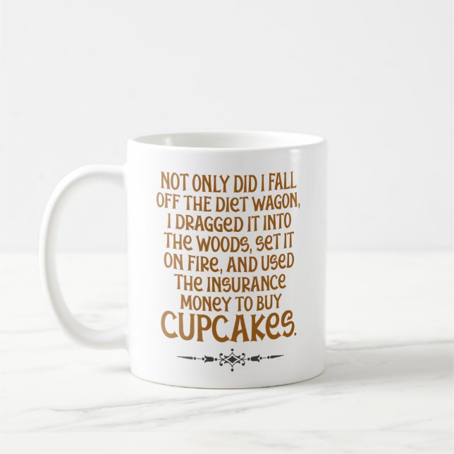 Caneca De Café Engraçado "fora do vagão" dieta e cupcakes (Esquerda)