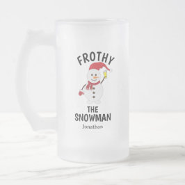 Caneca De Café Engraçado Frosty, o boneco de neve com cerveja per