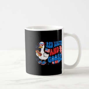 Caneca De Café Engraçado Ganso 4 De Julho Patriótico Vermelho Cin