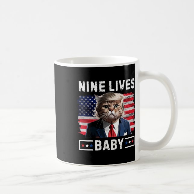 Caneca De Café Engraçado Gato 9 Vive Bebê Engraçado Votar Para Tr (Direita)