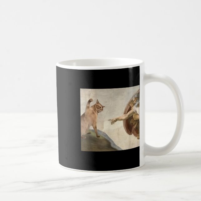 Caneca De Café Engraçado Gato Criação De Adão Meme Jesus (Direita)