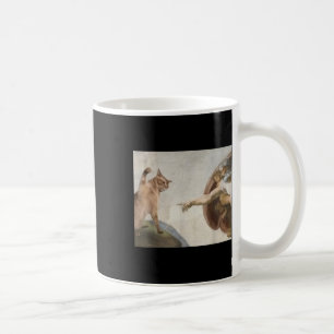Caneca De Café Engraçado Gato Criação De Adão Meme Michelangelo J