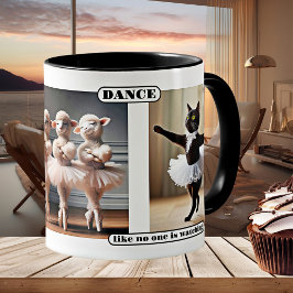 Caneca De Café Engraçado Gato Ovino Balé Dança Mug