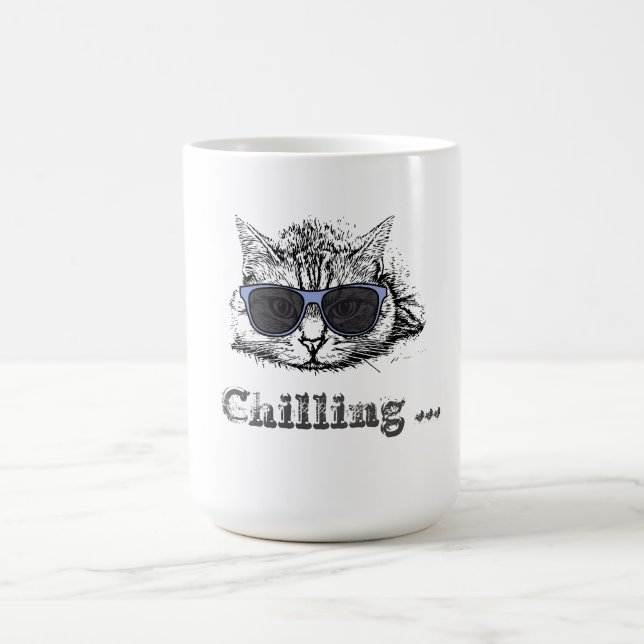 Caneca De Café Engraçado Gato Refrigerado Com Óculos De Sol Bonit (Centro)