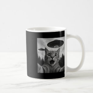 Caneca De Café Engraçado Gato Selfie Com Ufos