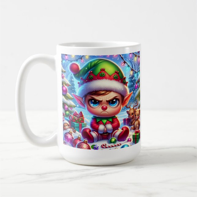 Caneca De Café Engraçado Grumpy Elf Natal (Esquerda)