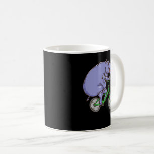 Caneca De Café Engraçado Hippo Andando Bicicleta Hippopotamia Cr