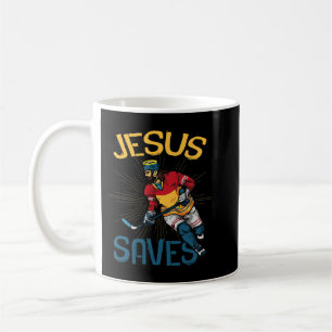 Caneca De Café Engraçado Hockey Jesus Salve Hockey Goalie Christi