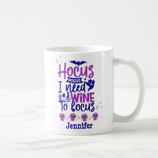Caneca De Café Engraçado Hocus Pocus Halloween Roxo Personalizado (Direita)