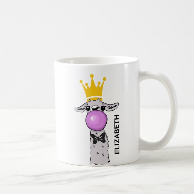 Caneca De Café Engraçado Ilustração do Llama soprando uma bolha r (Direita)