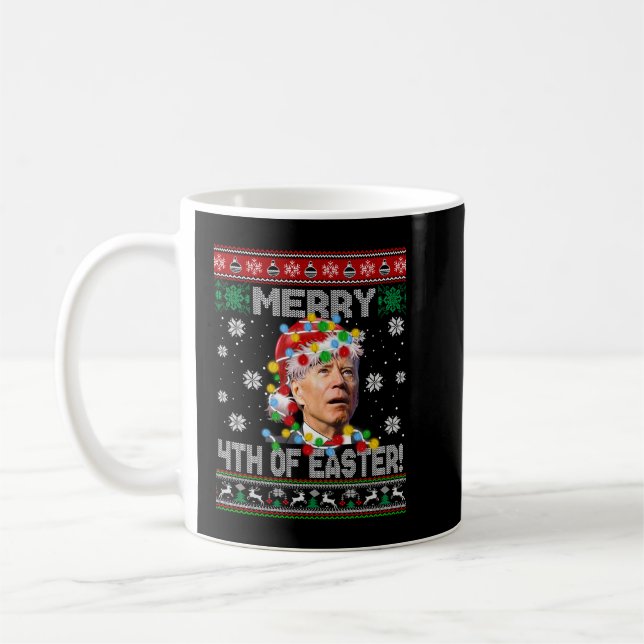 Caneca De Café Engraçado Joe Biden Felz pascoa de Natal Feio (Esquerda)