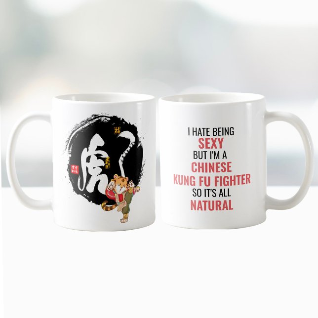 Caneca De Café Engraçado Kung Fu Tiger Sexy Chinês (Criador carregado)
