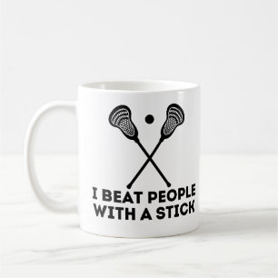 Caneca De Café Engraçado Lacrosse Eu Bato Pessoas Com Um Pau