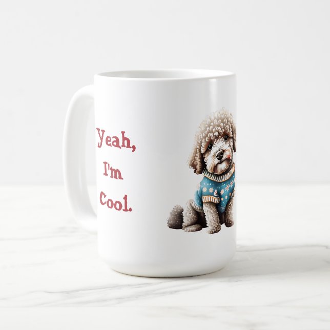Caneca De Café Engraçado Lagotto Romagnolo no Sweater de Natal (Frente Esquerda)