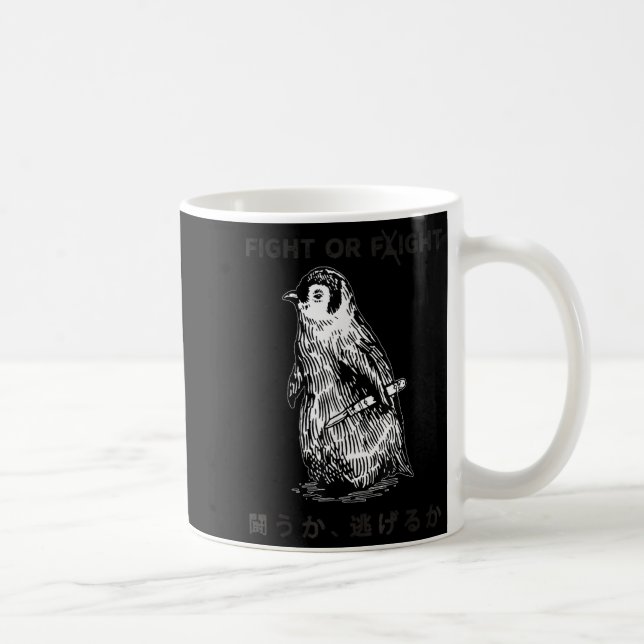 Caneca De Café Engraçado Luta Ou Voo Pinguim Com Faca (Direita)