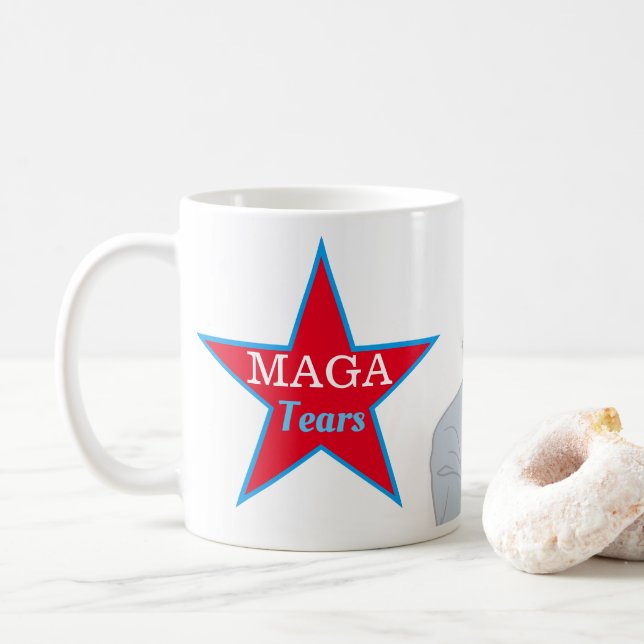 Caneca De Café Engraçado MAGA Lágrimas Trump Palhaçada Café Polít (Com Donut)
