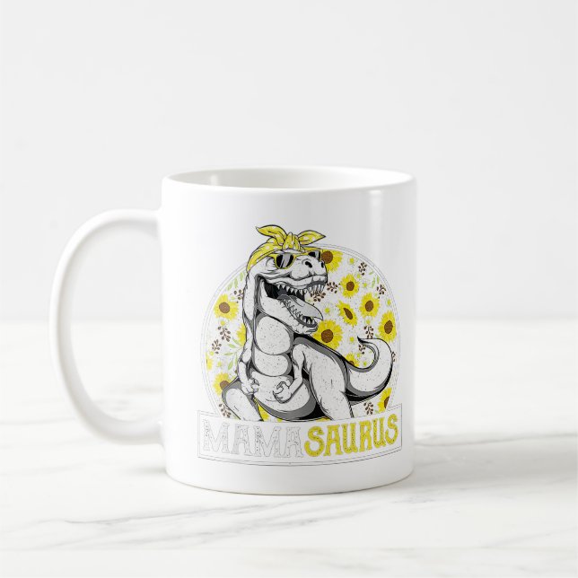 Caneca De Café Engraçado Mama Saurus Sunflower, Dinossauro Mãe T  (Esquerda)