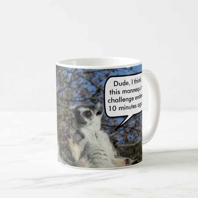 Caneca De Café Engraçado Mannequin Challenge Lemurs (Frente Esquerda)