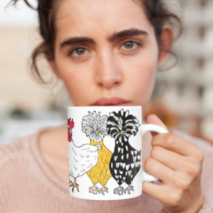 Caneca De Café Engraçado Mão Desenho Cartoon Fickens Mug