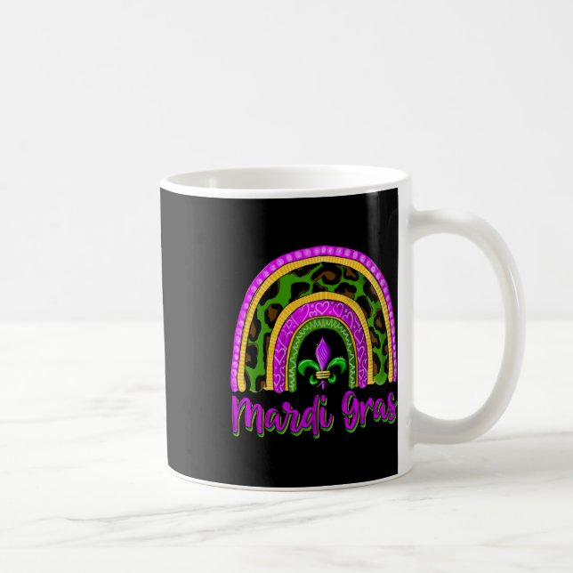 Caneca De Café Engraçado Mardi Gras Parade Outfit Jester Rainbow  (Direita)