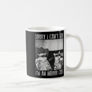 Caneca De Café Engraçado Meme Cat Indoor Desculpe por não poder i