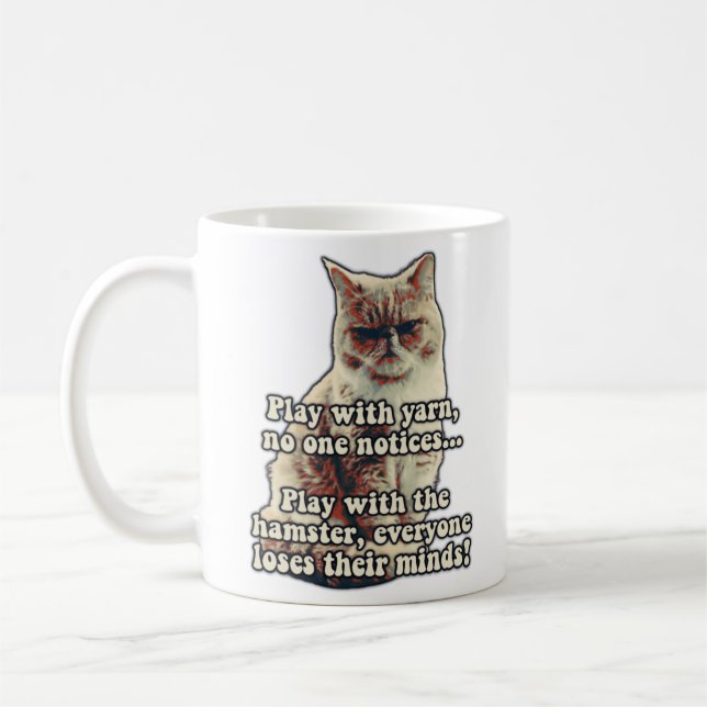 Caneca De Café Engraçado meme de gato zangado para gatinhos e ama (Esquerda)