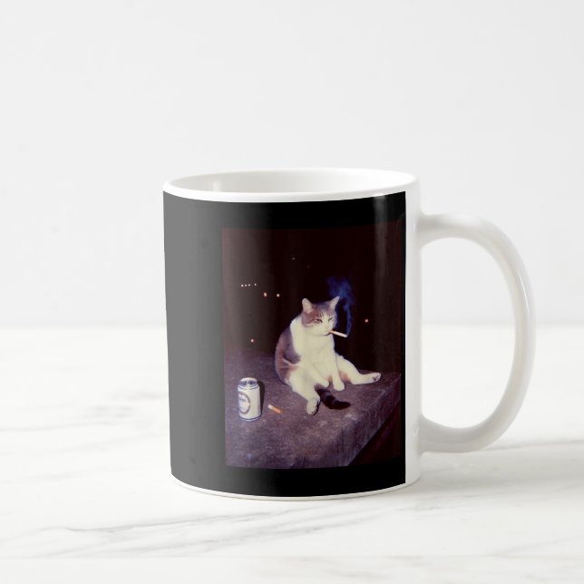Caneca De Café Engraçado Memória Fumante Cigarro Kitten Brainrot  (Direita)