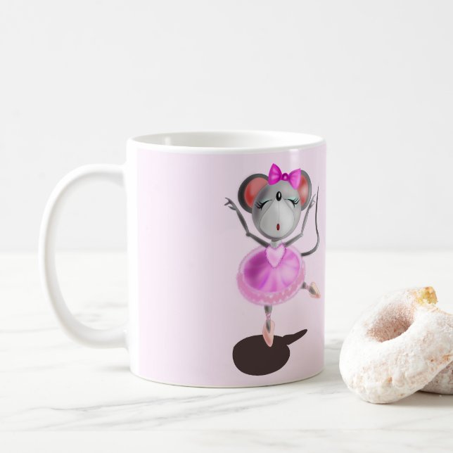 Caneca De Café Engraçado Mug com Ballerina Mouse Dançarina de Bal (Com Donut)