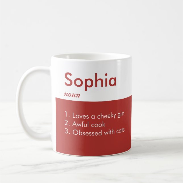 Caneca De Café Engraçado Mug de Definição Personalizado | Nome pe (Esquerda)