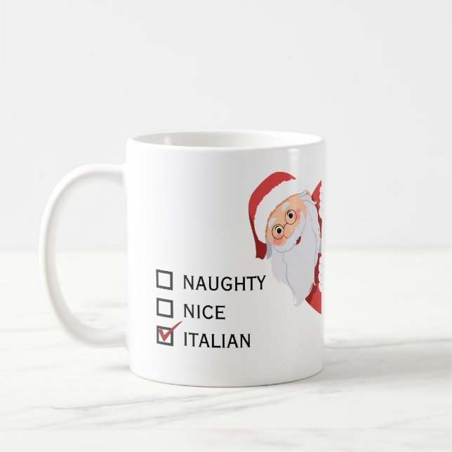 Caneca De Café Engraçado Natal italiano personalizável (Esquerda)