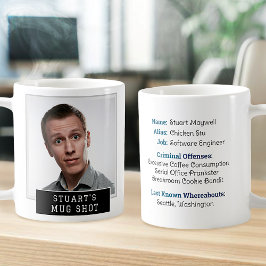 Caneca De Café Engraçado Novelty Mugshot Texto Personalizado e Fo