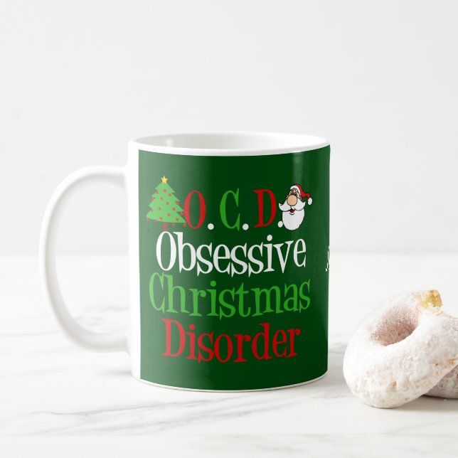 Caneca De Café Engraçado Obsessivo Transtorno de Natal (Com Donut)