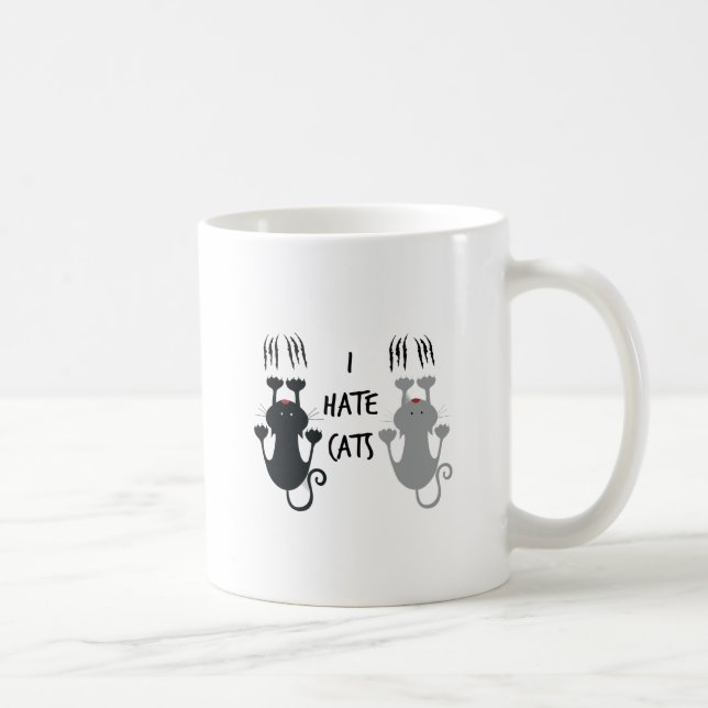Caneca De Café Engraçado "Odeio Gatos" (Direita)