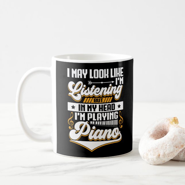 Caneca De Café Engraçado ouvir na minha cabeça Estou tocando meu  (Com Donut)