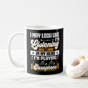 Caneca De Café Engraçado ouvir na minha cabeça que estou jogando 