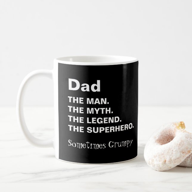 Caneca De Café Engraçado Pai Mito Legenda (Com Donut)