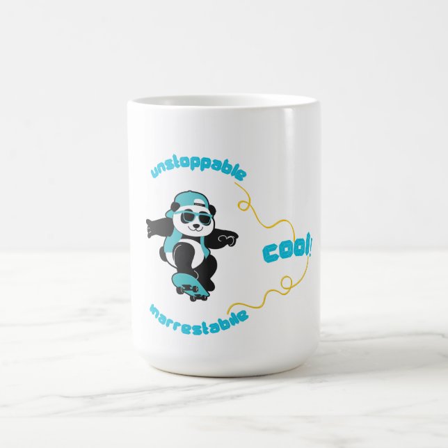 Caneca De Café Engraçado Panda Vestindo óculos escuros e Boné (Centro)