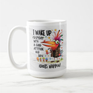 Caneca De Café Engraçado Pássaro Café Mug - Idiotas Acontecem