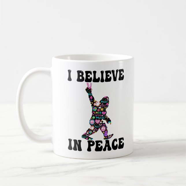 Caneca De Café Engraçado Pé Grande Eu Acredito Em Paz (Esquerda)