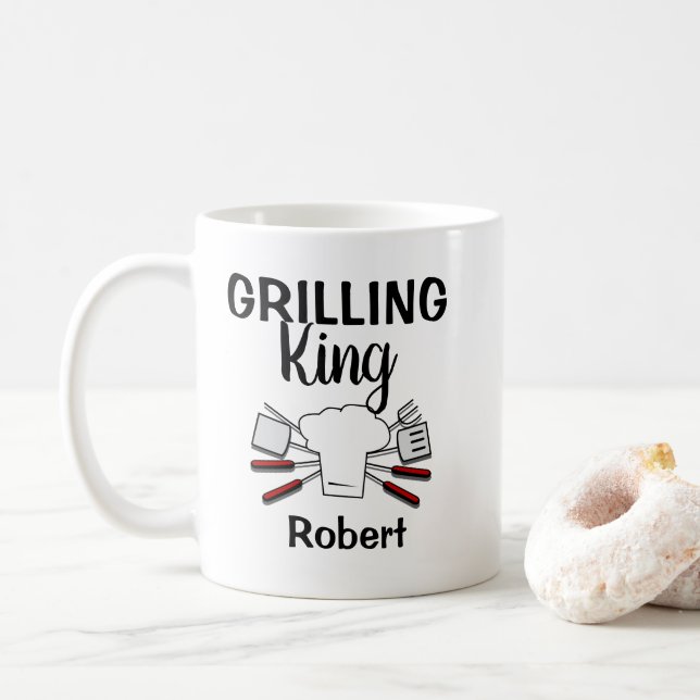 Caneca De Café Engraçado personalizado Griling King (Com Donut)
