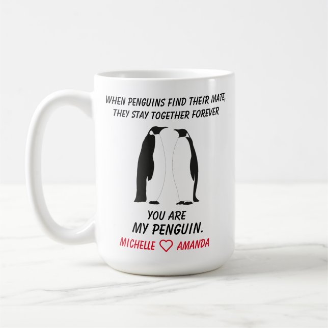 Caneca De Café Engraçado Pinguins Mug, presente para ela ou para  (Esquerda)