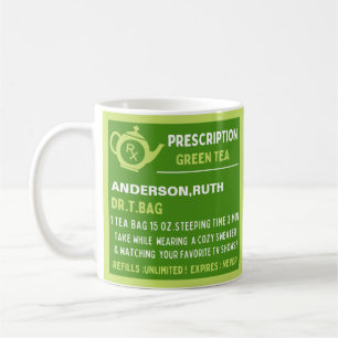 Caneca De Café Engraçado Prescrição Verde Chá