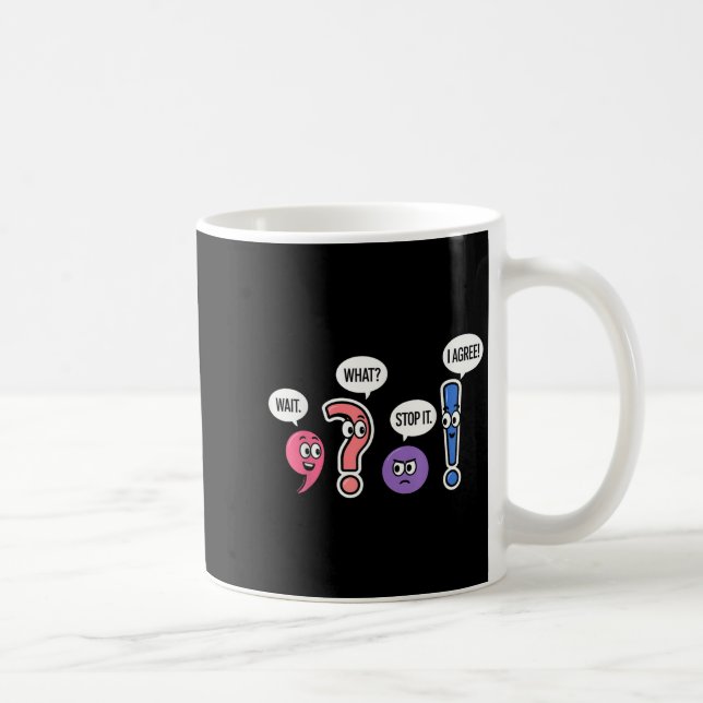 Caneca De Café Engraçado Professora De Gramática Esperem Que Para (Direita)