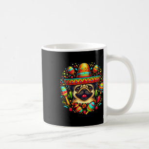 Caneca De Café Engraçado Pug Cinco De Mayo Cute Cão Mexicano Somb