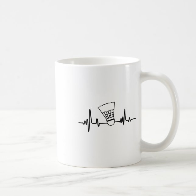 Caneca De Café Engraçado Pulsação de Badminton Shuttle Esporte (Direita)